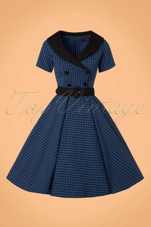 Bunny - 50s Bridget Gingham Swing Dress in Black and Navy 3