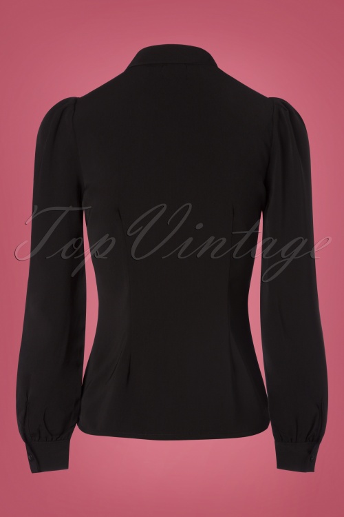 Dolly and Dotty - 50s Margaret Bow Blouse in Black 4