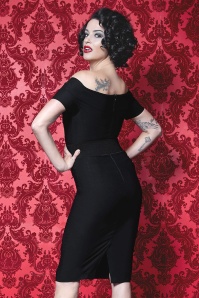 Rebel Love Clothing - 50s Love Craft Pencil Dress in Black 5