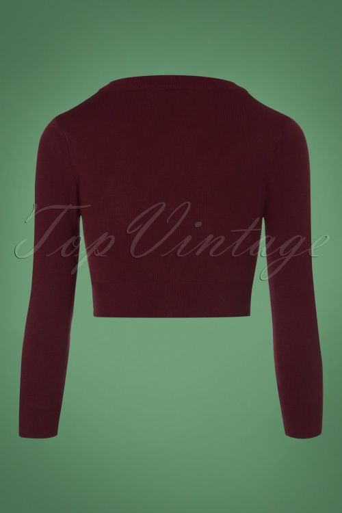 Mak Sweater - 50s Shela Cropped Queen Cardigan in Burgundy 3