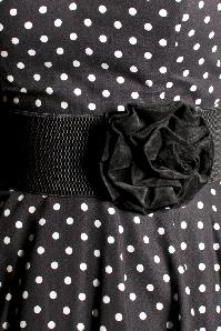 Collectif Clothing - Velvet Rose Elastic Waist Belt in Black 2