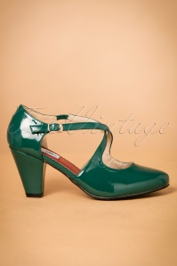 Lulu Hun - Lucille Laquer Pumps Années 50 en Vert 2