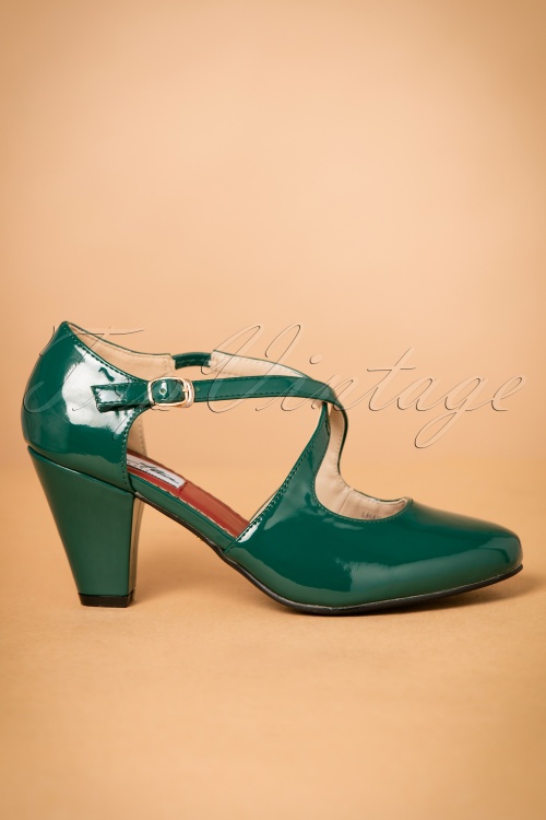 Lulu Hun - 50s Lucille Laquer Pumps in Vintage Green 2