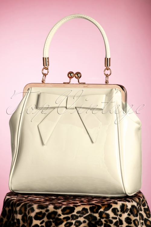 Banned Retro - Amerikanische Vintage Lacktasche in Creme