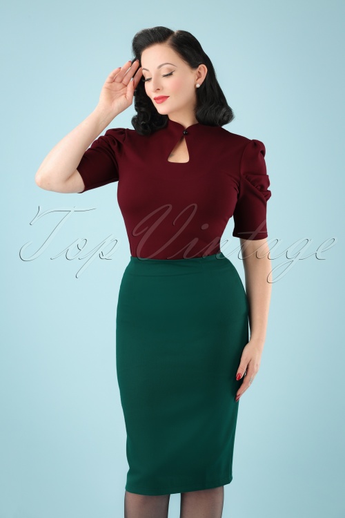 Banned Retro - 50s Paula Pencil Skirt in Teal