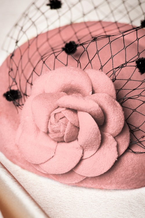 Collectif Clothing - Jemima Wool Hat Années 50 en Rose 3
