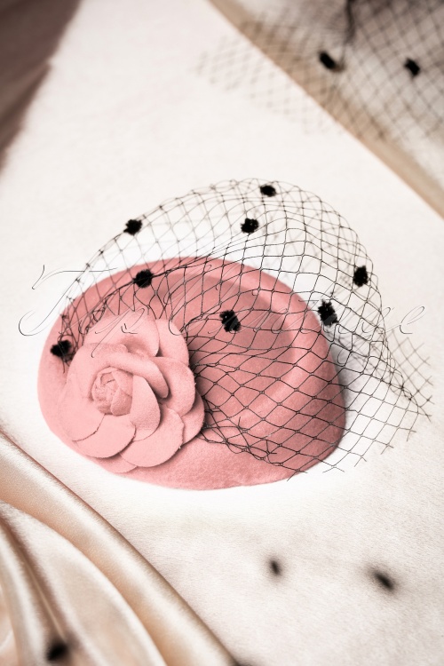 Collectif Clothing - Jemima Wool Hat Années 50 en Rose 2