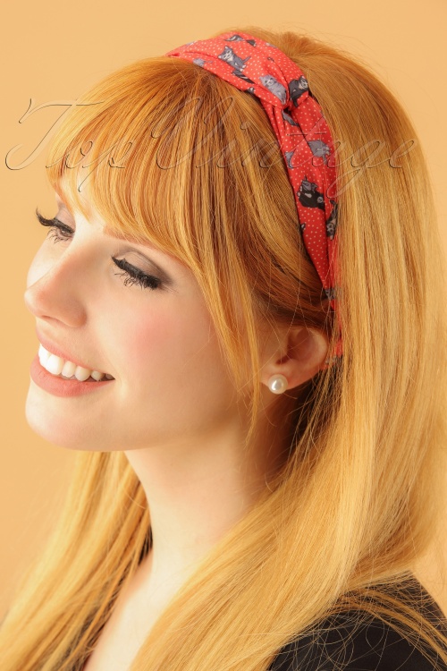 Lindy Bop -  50s Turban Style Cat Head Band in Red