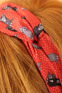Lindy Bop -  50s Turban Style Cat Head Band in Red 2