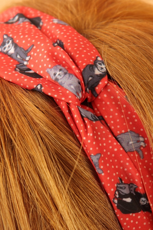 Lindy Bop -  50s Turban Style Cat Head Band in Red 2