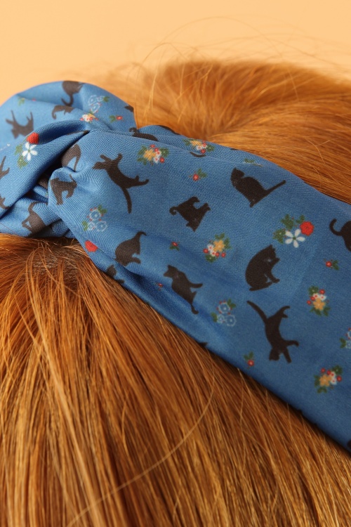 Lindy Bop -  50s Turban Style Cat Head Band in Teal 2