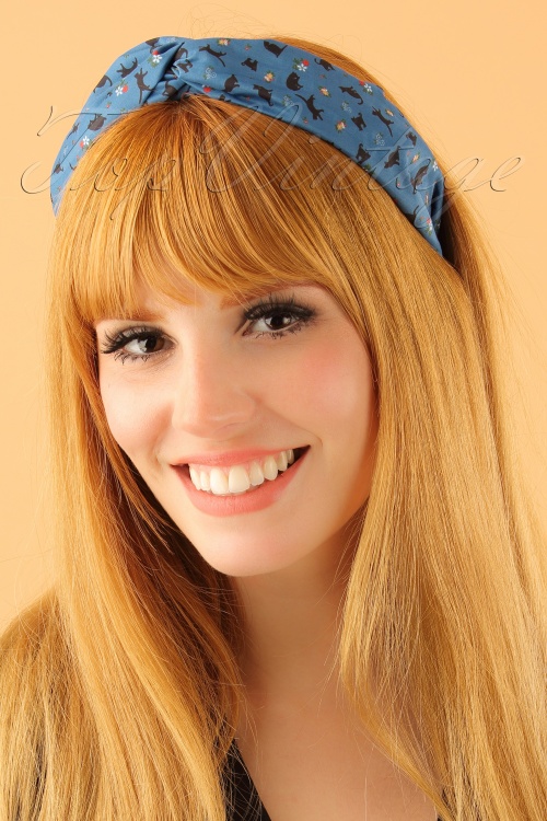 Lindy Bop - Turban Style Cat Head Band Années 50 en Bleu Canard