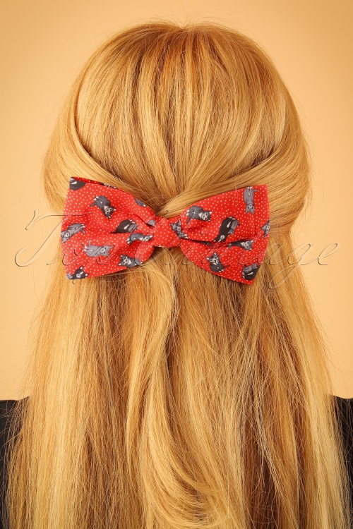 Lindy Bop - Cat Hair Bow Années 50 en Rouge