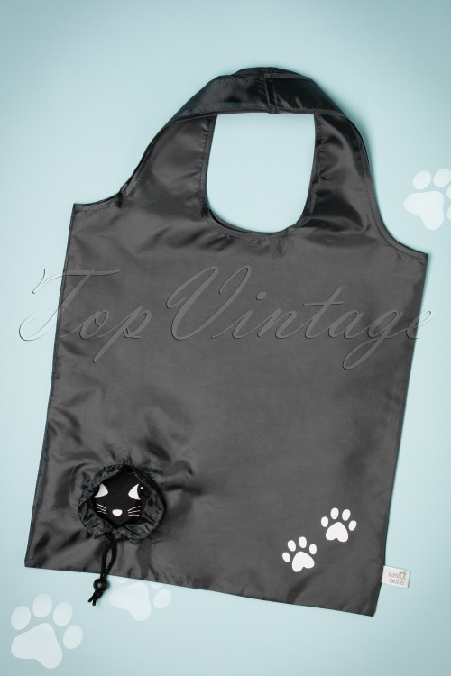 Sass & Belle - 60s Lucky the Black Cat Foldable Shopping Bag 4