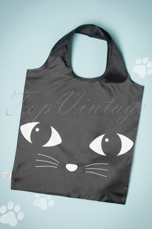 Sass & Belle - Lucky the Black Cat Foldable Shopping Bag Années 60 2