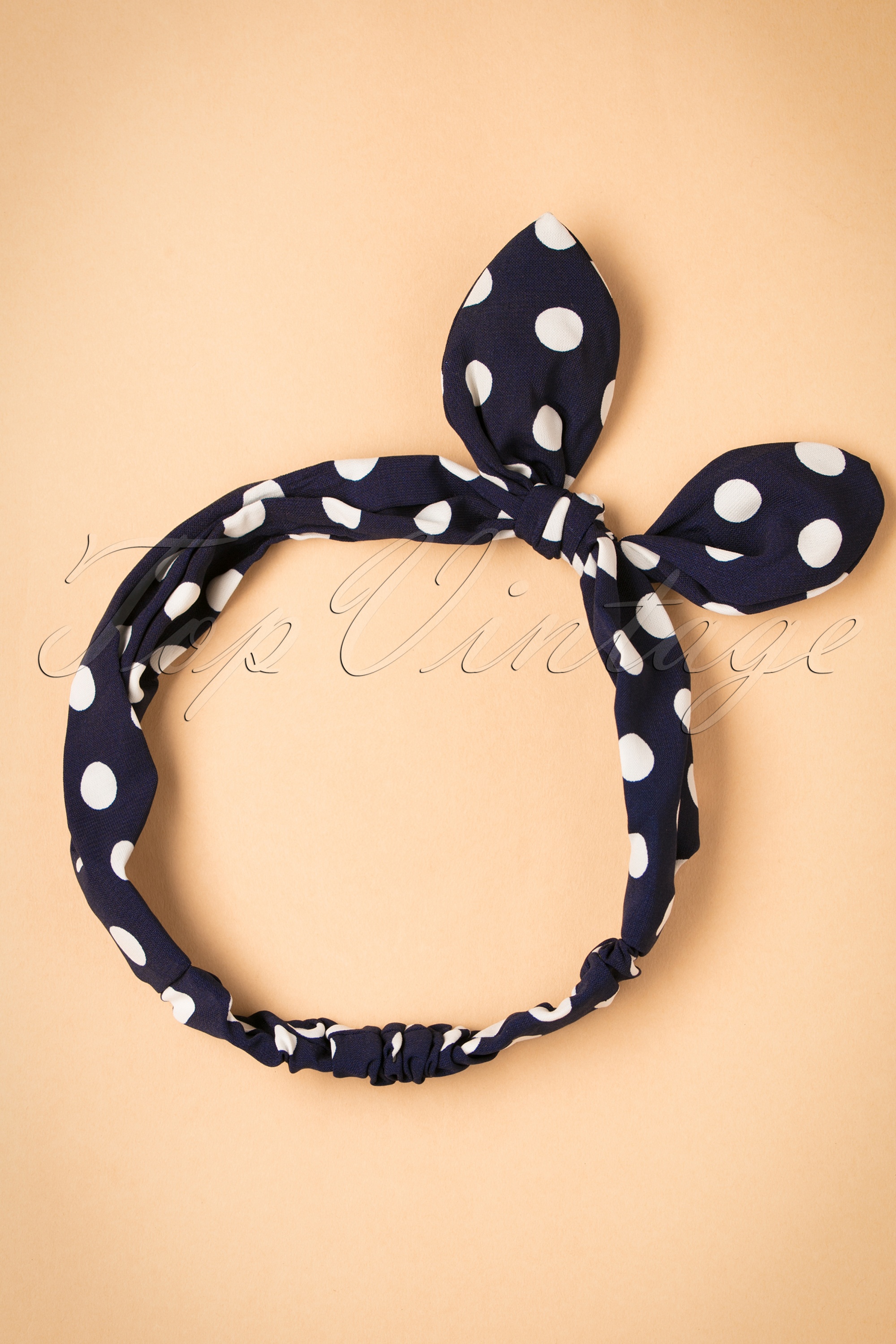 Vixen - Hoofdband met polkadots in marineblauw 4