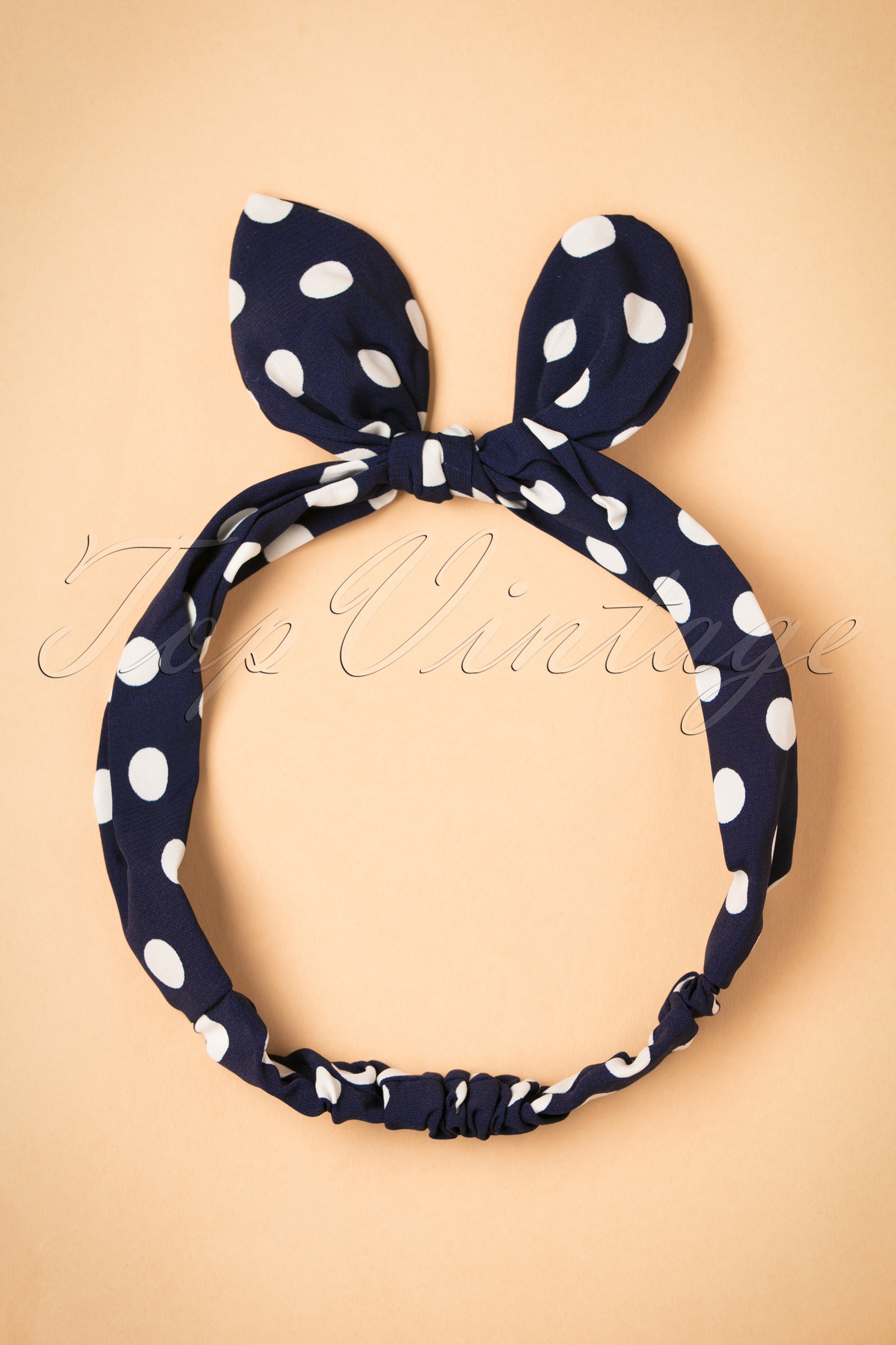 Vixen - Hoofdband met polkadots in marineblauw 2