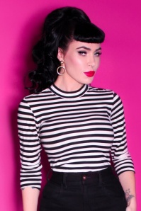 Vixen by Micheline Pitt - 50s Bad Girl Top in Black and White Stripes