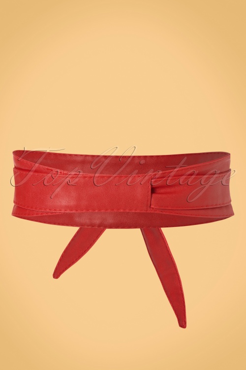 Collectif Clothing - Obi Wrap Belt Années 50 en Rouge Vif 2