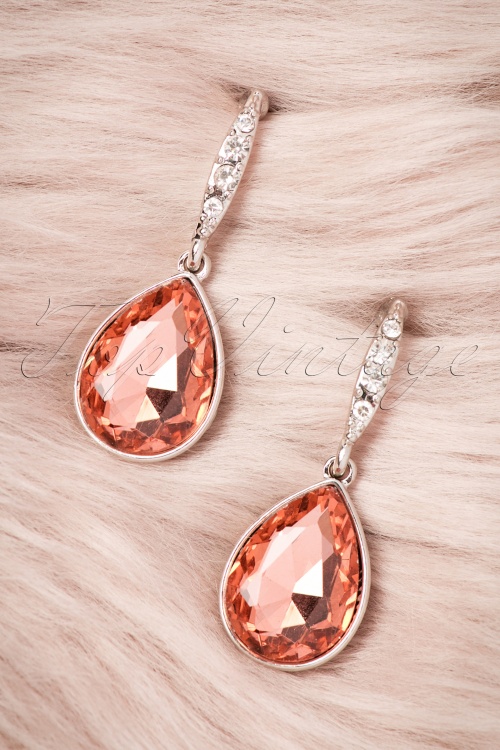 Darling Divine - Crystal Peach Earrings Années 50 en Pêche et Argenté