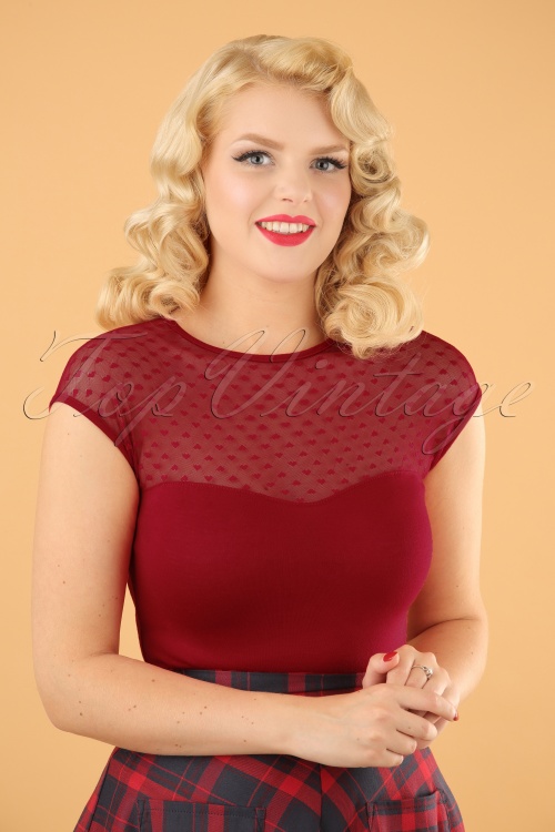 Steady Clothing - Miss Fancy Heart Top en Rouge