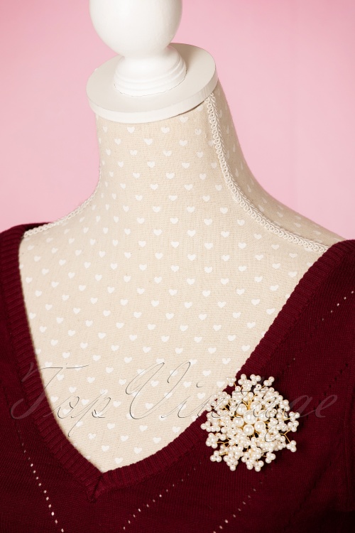 Collectif Clothing - Pearl Cluster Brooch Années 40 en Doré 2