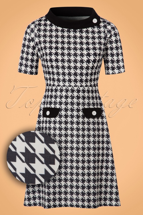 Lindy Bop - 60s Monica Houndstooth Dress in Black and White 2