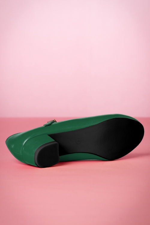 emerald green block heel shoes