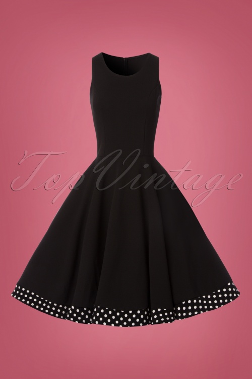 Belsira - 50s Lesly Polkadot Cape Swing Dress in Black 9