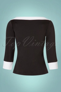 Steady Clothing - TopVintage Exclusief ~ Bianca Bow Boothals Top in Zwart 3