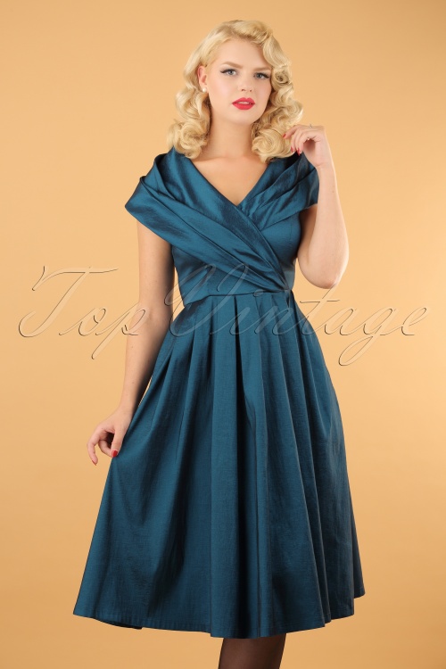 Lindy Bop - 50s Amber Swing Dress in Midnight Blue