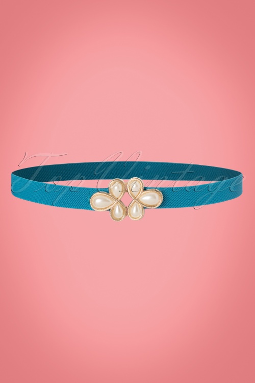 Vixen - 20s Pearl Clasp Waist Belt in Blue