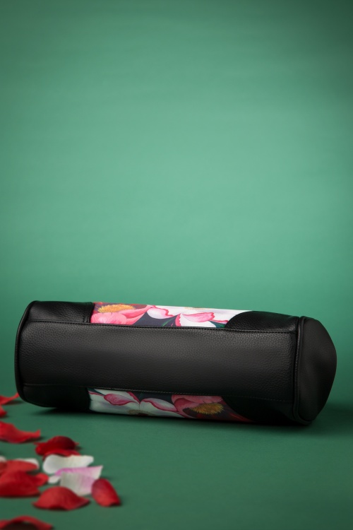 Woody Ellen - Prachtvolle Retro-Handtasche mit Blumenmuster in Schwarz 5