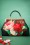 50s Red Paris Floral Retro Handbag in Brown