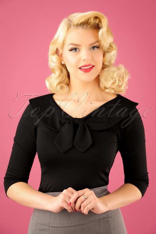 Steady Clothing - 50s Betsy Tie Top in Black