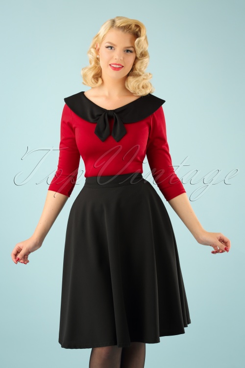 Steady Clothing - Beverly High Waist Swing Skirt Années 50 en Noir