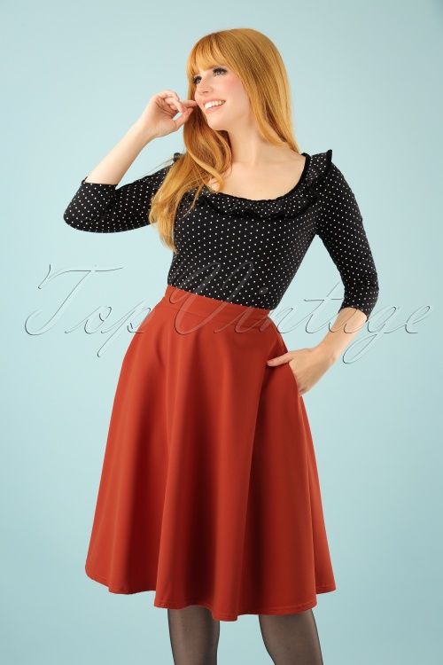 Steady Clothing - 50s Beverly High Waist Swing Skirt in Rusty Red