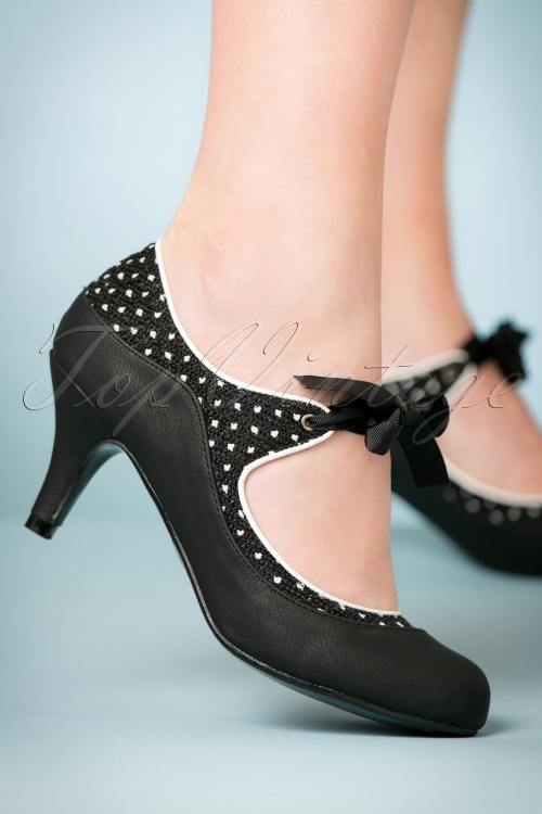 Lulu Hun - Jeanie Polka Dot Pumps Années 50 en Noir