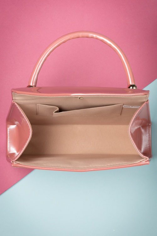 La Parisienne - 60s Lillian Lacquer Flap Bag in Vintage Pink 4