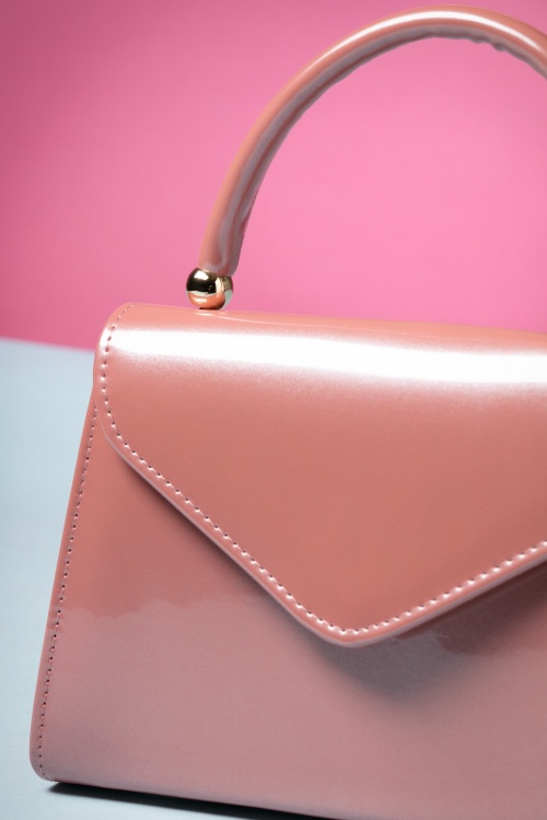 La Parisienne - Lillian Lack Flap Bag in Vintage Pink 2