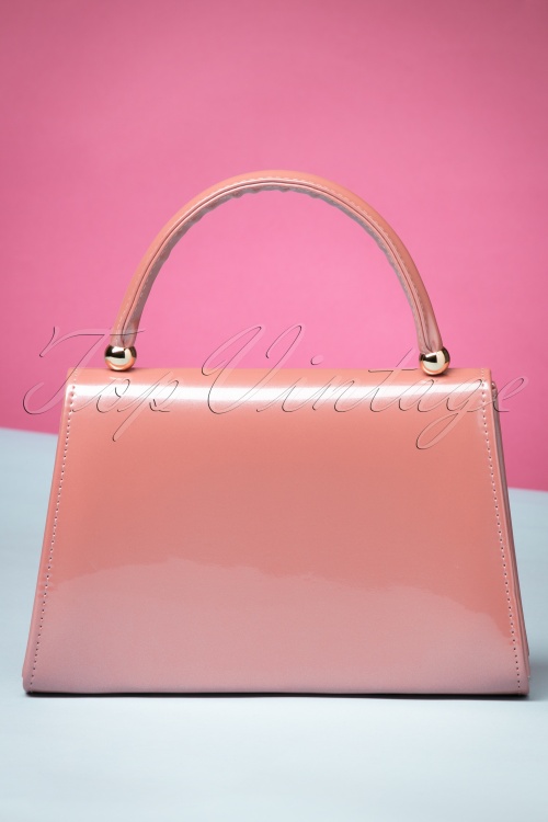 La Parisienne - 60s Lillian Lacquer Flap Bag in Vintage Pink 6