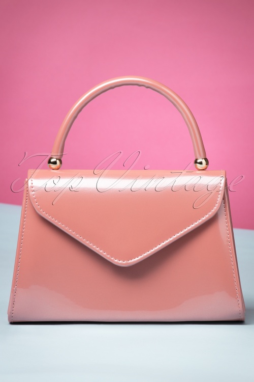 La Parisienne - 60s Lillian Lacquer Flap Bag in Vintage Pink 3
