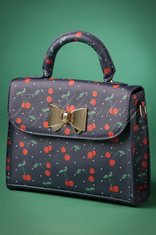 Lindy Bop - Bessa Cherry Polka Handtasche in Blau