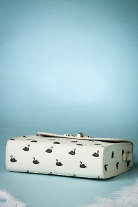 Lindy Bop - 50s Bessa Black Swans Handbag in Cream 5