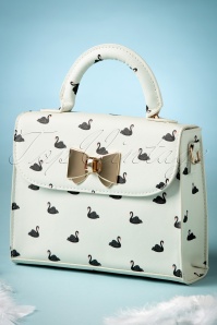 Lindy Bop - 50s Bessa Black Swans Handbag in Cream 3