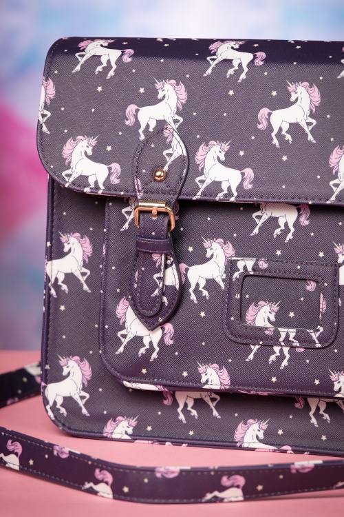 Lindy Bop - Satty Unicorns Satchel Bag Années 50 en Violet 2