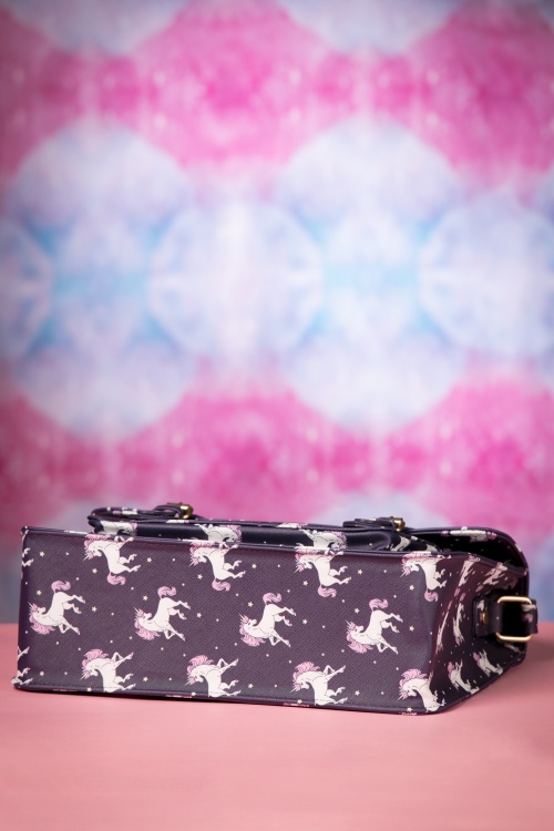 Lindy Bop - 50s Satty Unicorns Satchel Bag in Purple 5