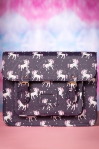 Lindy Bop - 50s Satty Unicorns Satchel Bag in Purple 3