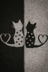 Alice - 60s Love Cats Jaquard Scarf in Grey 4