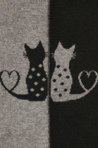 Alice - Love Cats jacquard sjaal in zwart 3